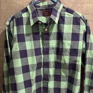 UNTUCKit Men's Green and Navy Checkered Shirt